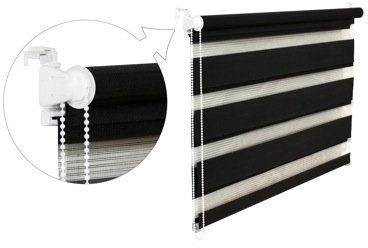 DOPPELROLLO DUOROLLO 115 CM BREIT 200 CM LANG Schwarz INKL. SEILZUG FENSTERROLLO KLEMMROLLO JALOUSIE