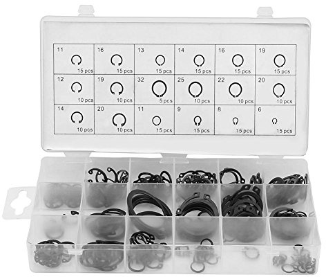 225pcs Coffret Circlips, Circlips d'assortiment, Bague de retenue à pression, Circlips interne/externe, Circlips type de 18 tailles