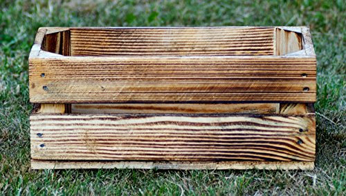 Holzkiste geflammt 40 x 20 x 16 cm Natur Blumentopf Blumenkasten Regal Aufbewahrung Obst Holz Kiste