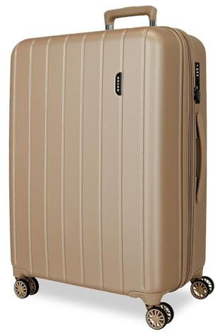 Movom Wood Mittlerer Koffer Beige 44,50x65x27,5 cms Hartschalen ABS TSA-Schloss 68L 3,8Kgs 4 Doppelräder Erweiterbar