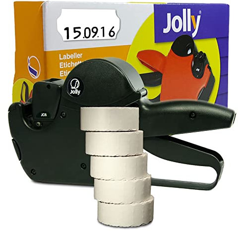 Preisauszeichner Set Jolly C6 inkl. 5 Rollen 26x12 Preisetiketten - weiss ablösbar | Auszeichner Jolly | HUTNER