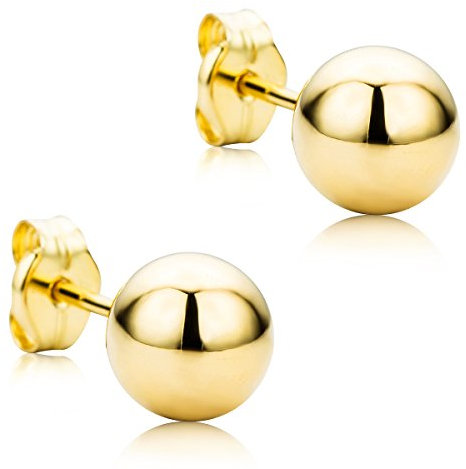 Orovi Bijoux Femme, Boucles d'Oreilles boules en Or Jaune Clou d'Oreilles 9 Kt / 375 Or