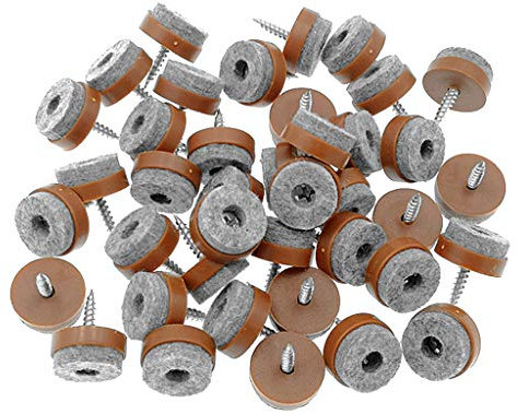 Möbelgleiter, zum Aufschrauben, Filzgleiter für Holzbeine, Füße von Stuhl, Tisch, Sofa, Durchmesser 28 mm, Braun, 40 Stück