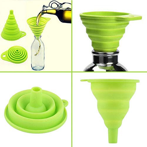 DIVISTAR 1pc Nuevo Mini Gel de Silicona Plegable Estilo de Embudo Tolva Utensilios de Cocina Utensilios de Cocina Oferta de Oferta (Verde)