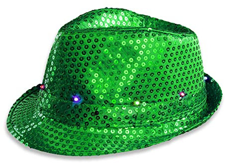 The Glowhouse Blinkender LED-Fedora-Hut (grün)