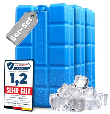 Oramics 6 Stück Kühlakkus Groß und Flach – je Kühlelement 200 ml – Kühlakku für Kühltasche und Kühlbox, Auslaufsichere Kühlpacks zum Kühlen von Essen und Getränken