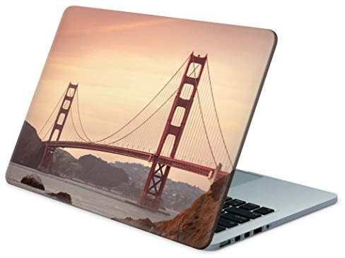 Skins4u Folie Sticker Skin Vinyl Aufkleber mit farbenfrohen Motiven für bis 13 Zoll 30.5x25.4cm Laptop Skin Decal Cover Golden-Gate