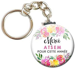 Porte Clés Chaînette 3,8 centimètres Merci Atsem pour cette année Idée Cadeau Accessoire École Année Scolaire Enfant Maternelle