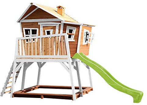 AXI Max Playhouse, Playhouse for Kids Outdoor, sandpit | Wooden Playhouse for the garden/outdoor in brown & green from FSC wood | Playhouse, Playhouse for Kids Outdoor