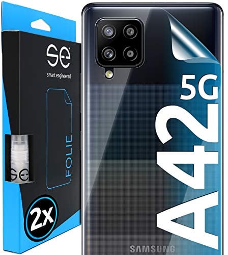 2x se® 3D SCHUTZFOLIE Rückseite Transparent für Samsung Galaxy A42 5G,Selbstheilend, Backcover, einfache blasenfreie Installation, Ultra-Klar,Schutz vor Schmutz, Stoß-Kratzfest, aus Deutschland