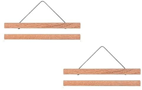 ZORR 2er Set 40cm B3 Magnetisch Posterschiene, Bilderrahmen aus Teak für Wandbilder, Photos, Posterleiste Holzrahmen Bilderleiste Klemmleiste