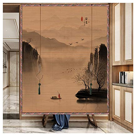 GDMING Bambus Blind, Abgeschnitten Römische Schatten, Türvorhang, Belüftung Sonnenschirm Balkon Restaurant Fenster, 46 Größen (Color : A, Size : 90x200cm)