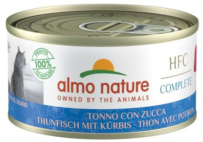 almo nature HFC Complete Wet Food for Adult Cats, Tuna with Pumpkin (24 Cans of 70 g)