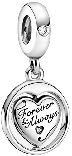 XIAOLW Charm-Anhänger mit Milchstraße und Sternenhimmel, Silber-Anhänger, Armbänder für Frauen, Emaille-Verarbeitung, 925er-Sterlingsilber, Charms (Forever & Always Soulmate)