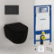 Spülrandloses Hänge Wc mit Spülkasten I Randloses Hänge WC Komplettset Schwarz Matt 54cm I Wand WC ohne Spülrand mit GEBERIT UP320 Vorwandelement und Sigma 30 Betätigungsplatte