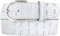 BELTINGER Damen-Gürtel mit Krokoprägung 4 cm | Leder-Gürtel für Damen 40mm Kroko-Optik | Kroko-Muster 4cm mit runder Gürtelschließe | Hellgrau 85cm