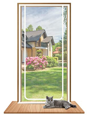 Cat screen Door Fits Door Size 120cm x 240cm, Heavy Duty Pets Proof Screen Door, Prevent Dogs Cats from Running around, Pet Partition Door Screen Net, Double Zip