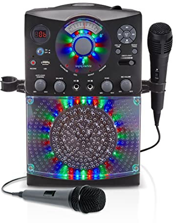 Singing Machine SML385UBK Karaoke System Bluetooth avec LED Disco Lights, CD+G, USB et Microphone - Noir
