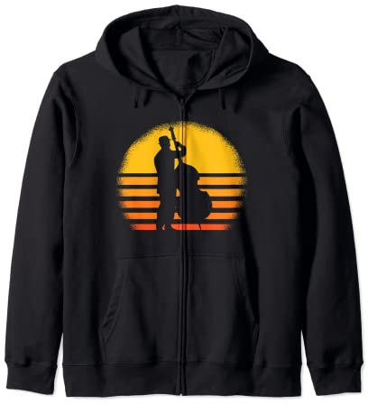 Kontrabass Spieler Bassist Retro Kapuzenjacke