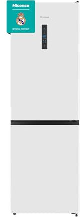 Hisense RB390N4DWD - Frigorífico Combi, Eficiente Clase D, Capacidad 304 L con 186 cm Alto, Cajón Verduras, 4 Estrellas Congelador, Puerta Reversible, Silencioso 39dB, Color Blanco