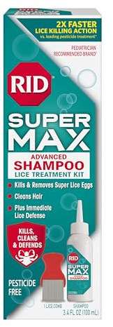 RID Super Max Advanced Shampoo Lice Removal Treatment, 3.4 Fl Oz, Includes Nit Removal Comb