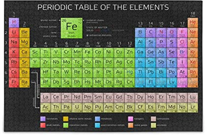 Kigai Periodensystem 1000 Teile Holzpuzzle für Erwachsene Teenager Kinder, lustiges Familienspiel für Urlaub, Spielzeug, Geschenk, Heimdekoration