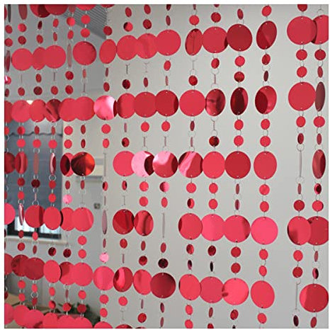 Queenbox 5 tende rotonde da 100 cm con paillettes, tende luccicanti per porta, per festival, feste, matrimoni, divisorio, colore rosso