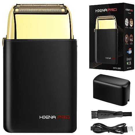 HIENA PRO Herren Folienrasierer Elektrisch Zero Gap Skin Kabellos Wiederaufladbarer Reiserasierer Schwarz Rasierset