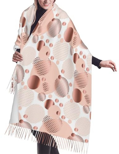 GrAtka Schal, Rose Gold Wave, Unisex-Schal mit Fransen, groß, warm, weich, Kaschmir-Gefühl, Tücher, 196 x 68 cm
