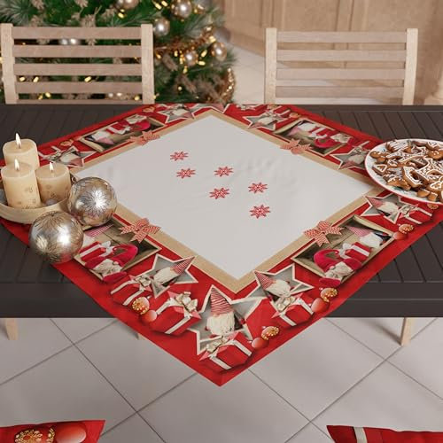 PETTI Artigiani Italiani - Centrotavola Natalizio, Centrotavola da Tavolo Cucina Natalizio, Runner Centrotavola 90x90 cm, Centrotavola Elfo, 100% Made in Itay