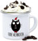 Emaille Tasse Blechtasse - Weihnachtstasse - Frohe Weihnachten Katze - 300 ml - Weiß Silber - weihnachtliche swiateczne weinachs weihnachtlicher weihnachtsmotive merry christmas xmas weihnachtlich