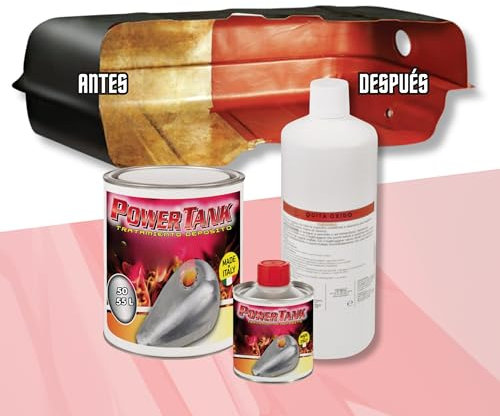 POWER TANK - Trattamento Serbatoio Auto (50/55 Litri) Kit Grande Big 1,3 kg per Interno Serbatoi gasolio Benzina Elimina la Ruggine Ripara Protegge Arrugginito da Moto di Auto d'Epoca con Antiruggine