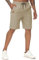 YuKaiChen Men's Shorts Classic Fit Twill Summers Casual Shorts with Zip Pockets Size 32 Khaki