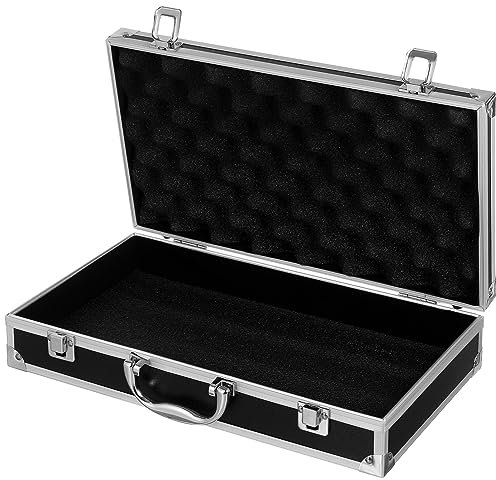 DOITOOL Aluminum Tool Case Tool Chest, Portable Tool Box with Padded Foam, Metal Briefcase Tool Box Lockable Storage Toolbox for Measurement Instruments (36 x 20 x 7.5cm, Black)