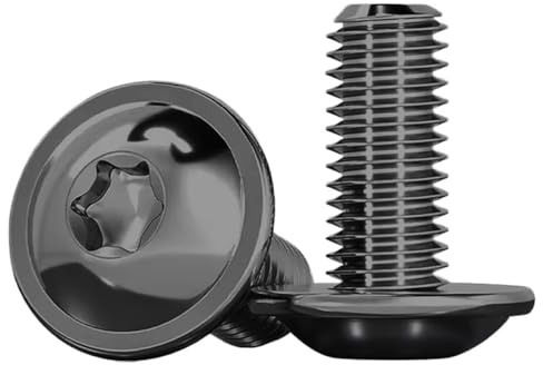Drenky 10 Stück M8x12mm Linsenkopf-Flanschschraube Mit Torx, Schwarz ISO 7380-2, Edelstahl A2 V2A Flachkopf Mit Scheibe, Vollgewinde