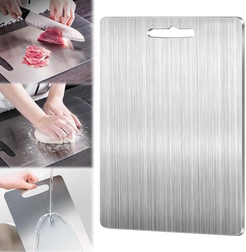 Tagliere In Acciaio Inossidabile 304, Antibatterici Tagliere Da Cucina, Spianatoia Acciaio Inox, Professionale In Titanio Per Carne, Frutta e Verdura