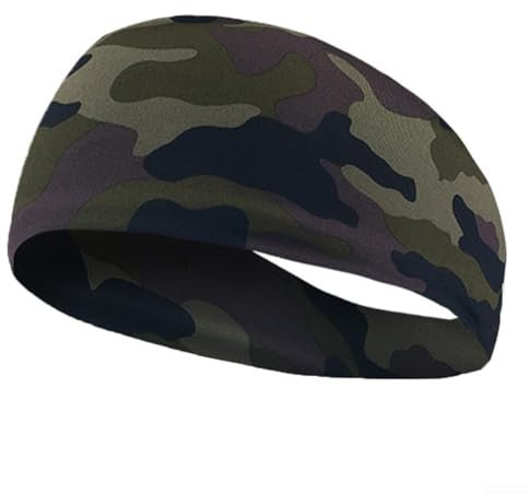 Feuchtigkeitsableitendes Haarband, weiches und atmungsaktives Polyester, dehnbar, elastisch, Camouflage