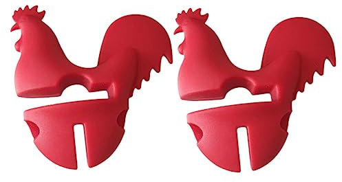 LABRIMP 2pcs Silicone Rooster Pot Clamp Pot Lid Lifter Kitchen Baking Tool Spilling Lid Lifter Overflow Prevent for Cookware