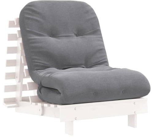 vidaXL Futon Schlafsofa mit Matratze, Bettsofa mit verstellbaren Rückenlehne, Schlafcouch für Wohnzimmer Schlafcouch, Klappsofa, Weiß Massivholz Kiefer