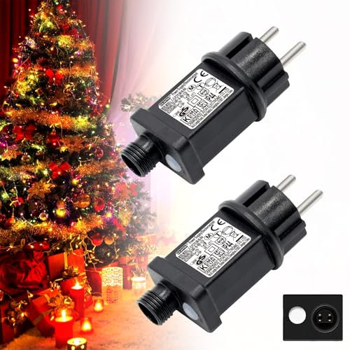 ITMNMNL 31V LED Netzteil, 2 Stück Lichterkette Netzteil, Netzteil Lichterkette,Stecker für Lichterkette mit 8 Modi und Timer, IP44 Wasserdicht Transformator für Weihnachtsbeleuchtung Lichternetz