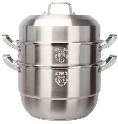 Vaporera/Olla de Vapor de 3 Capas - Olla Grande con Tapa, vaporera de Acero Inoxidable 304 para Uso Comercial/doméstico, Olla Antiadherente de 28/30/32/34/36 cm, Adecuada para