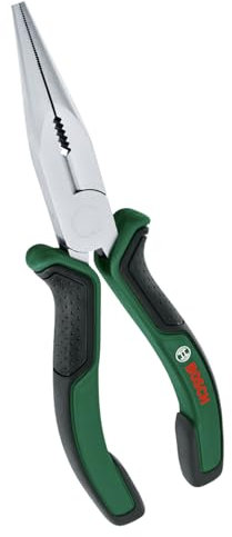 Bosch Pince à bec long de 180 mm (précise et durable ; taillant principal chauffé par induction ; surface nickelée ; Softgrip ergonomique)
