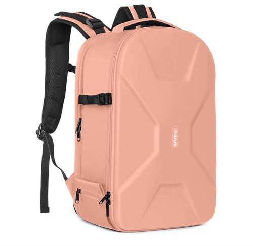 TQVLNMCR Camera Backpack, DSLR/SLR/Mirrorless Photography Camera Bag 15-16 inch Waterproof Hardshell Case with Tripod Holder&Laptop Compartment Compatible with/Nikon/Sony(Salmon Pink)