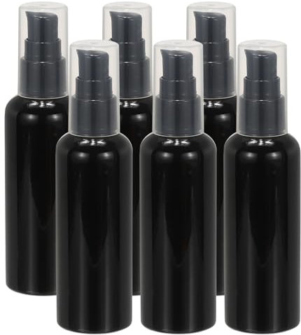 PATIKIL Travel Pump Bottles, 6 Pcs 3.4Oz(100ml) Leak Proof Refillable Empty Dispenser Container Squeeze Bottle with Pump for Shampoo Toiletries Lotion Cream, Black