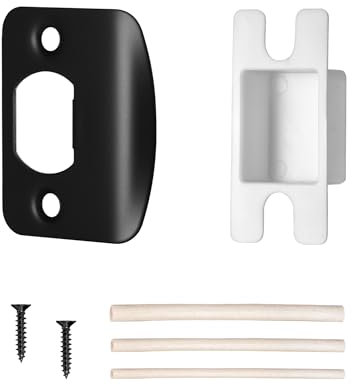 Matte Black Door Strike Plate for Interior Doors, Adjustable Security Reinforcement Plate, Door Latch Repair for Home, 1 Pack