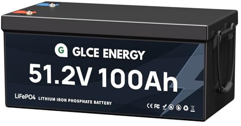 GLCE ENERGY Batteria LiFePO4 da 48 V, 100 Ah, batteria al litio da 5,12 kWh, grado A, per barca, camper, marina, motore a traina, accumulo di energia e fuori griglia