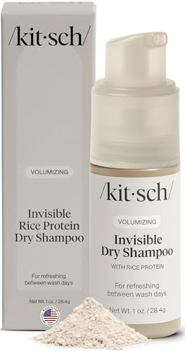 Kitsch Volumizing Rice Protein Dry Shampoo Powder - Dry Shampoo for Women & Men, No White Cast, Absorbs Oil, Non-Greasy, Light-to-medium Hair Colors, Travel Size | Ideal Gifts for Women- Invisible 1oz