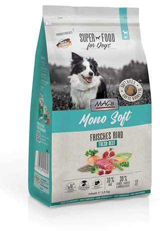 Mac's Halbfeuchtes Hundefutter, weiche Textur, hoher Fleischgehalt, verschiedene Geschmacksrichtungen, 1,5 kg, Rindfleisch