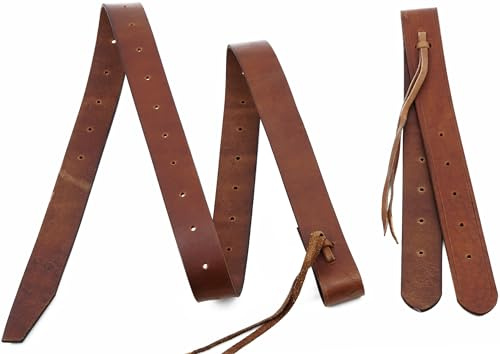 Jeereal Schwerölgeschirr Latigo aus Leder (4,4 x 174 cm), Off-Billet-Cinch-Gurt-Set für Western-Pferdesattel (braun)