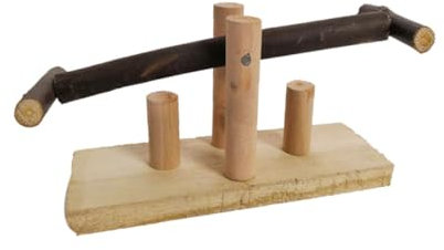 Mikikit Holz Vogelspielzeug Für Papageien Kauspielzeug Mit Wippe Für Wellensittiche Spielplatz Für Nymphensittiche Interaktive Spielzeugstange Für Haustiere Strapazierfähig Und Sicher